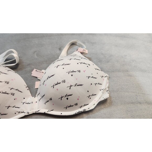 Victoria's Secret 36C White Script Sexy Tee Smooth Lacie Wireless Push Up Bra - Picture 2 of 6